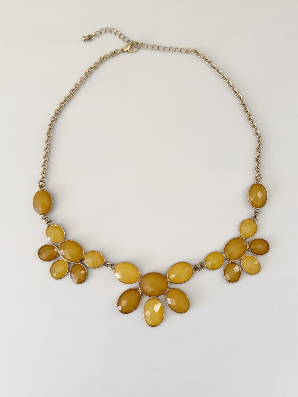 Gold Tone Dark Yellow Statement Necklace Glamour Coquette Boho Preppy